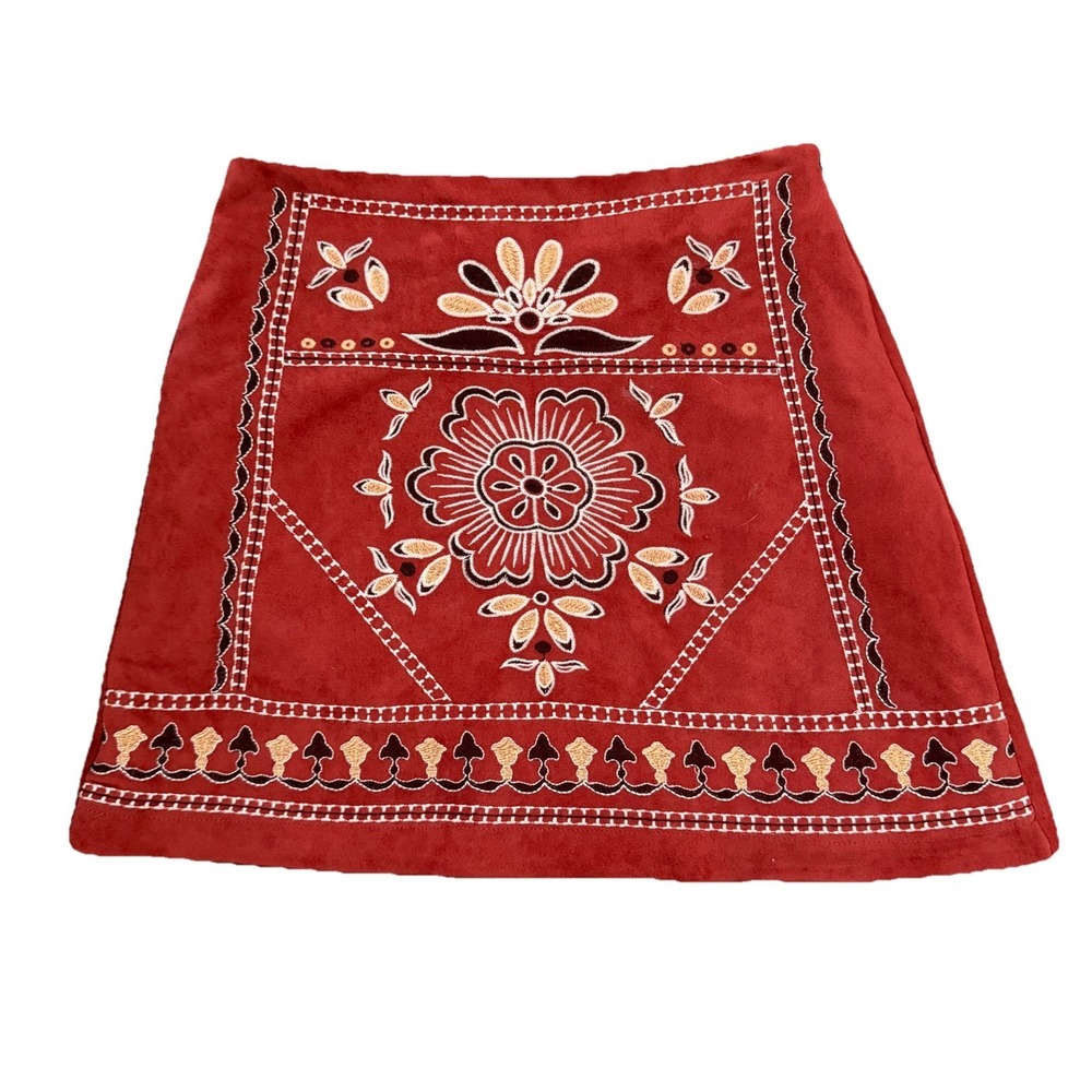 Mi Ami Boho Floral Embroidered Skirt Sz Small Hippie Indie Global Chic Medallion